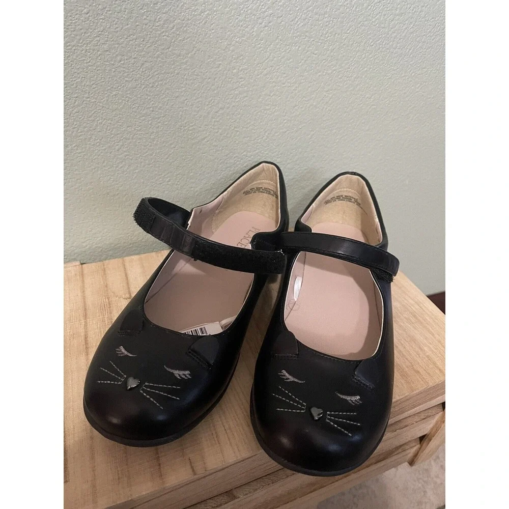 The Children's Place Girl's Closed Toe Black Cat Flats Shoes Mary Jane ~ Size 6